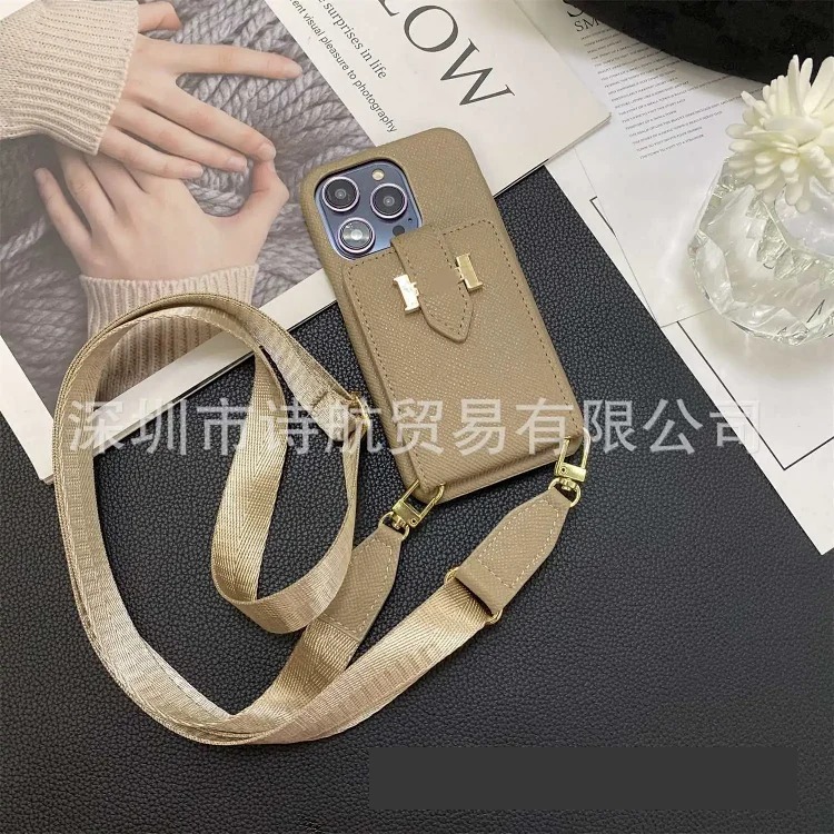 All-inclusive suitable for 17 promax mobile phone case, diagonal plug-in card, Apple protective case, anti-lost lanyard, fashionable and simple 16