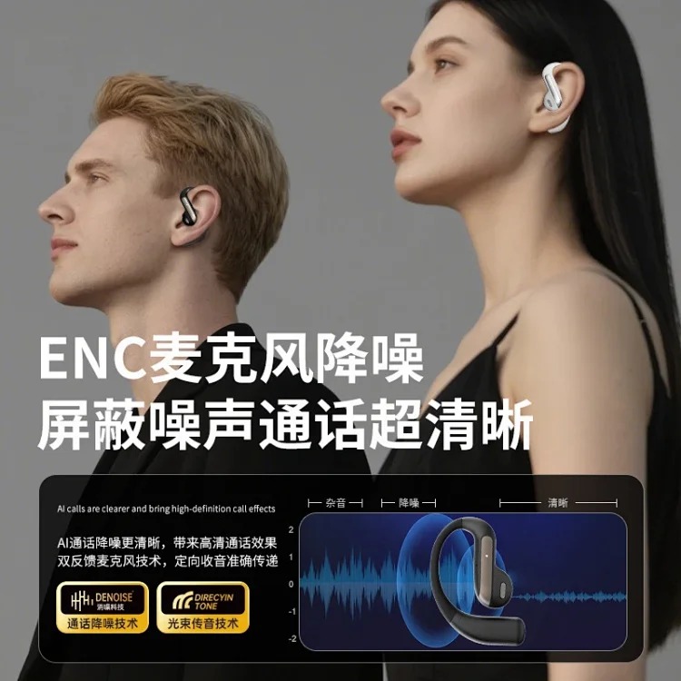 YJ55 ear-mounted Bluetooth headset, non-in-ear noise reduction with translator, waterproof, long battery life, wireless sports stereo