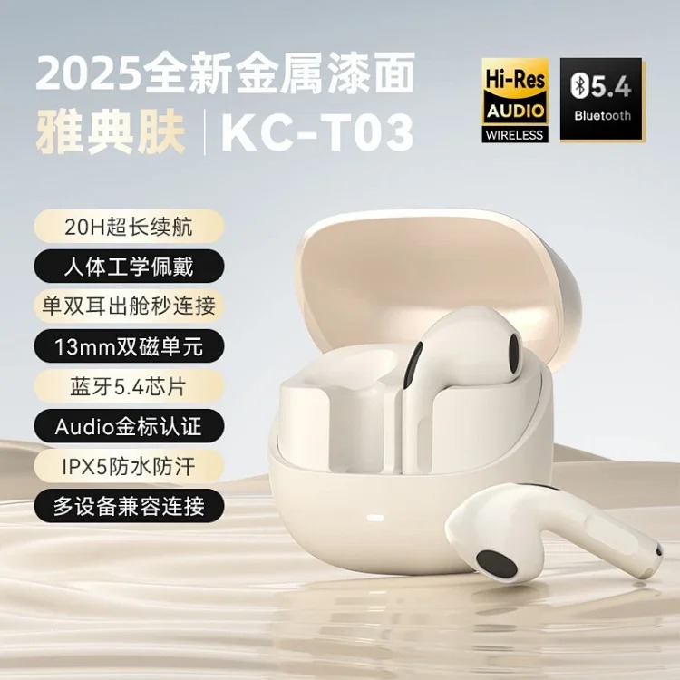 2025 new Bluetooth headset T03 technology flip cover wireless semi-in-ear call e-sports low latency cross-border hot model
