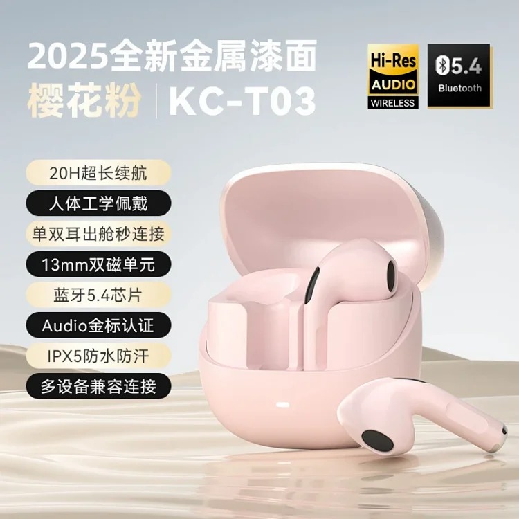 2025 new Bluetooth headset T03 technology flip cover wireless semi-in-ear call e-sports low latency cross-border hot model