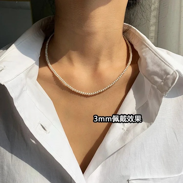 Austria imported strong light extremely fine millet pearl necklace women's simple clavicle chain light luxury niche high-end necklace