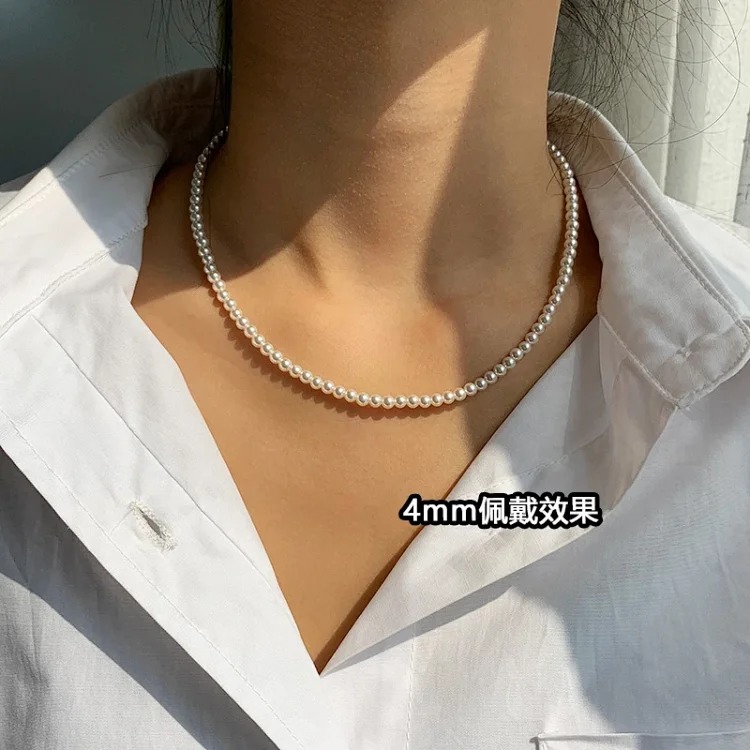 Austria imported strong light extremely fine millet pearl necklace women's simple clavicle chain light luxury niche high-end necklace