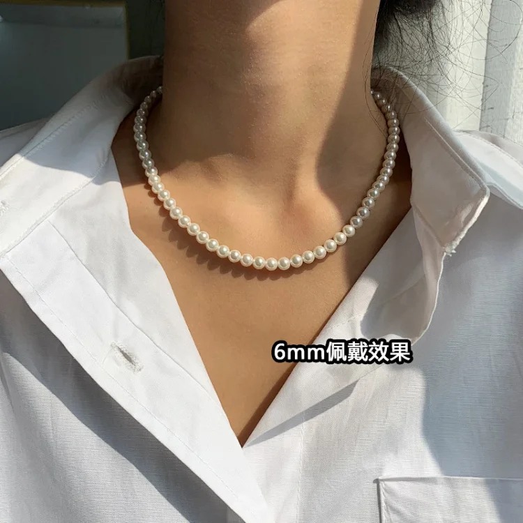 Austria imported strong light extremely fine millet pearl necklace women's simple clavicle chain light luxury niche high-end necklace