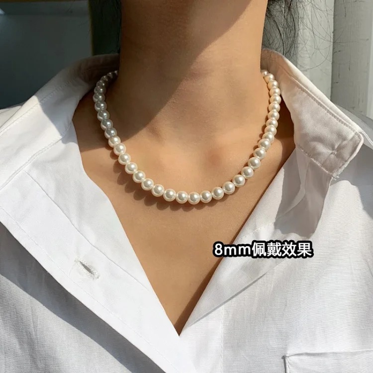 Austria imported strong light extremely fine millet pearl necklace women's simple clavicle chain light luxury niche high-end necklace