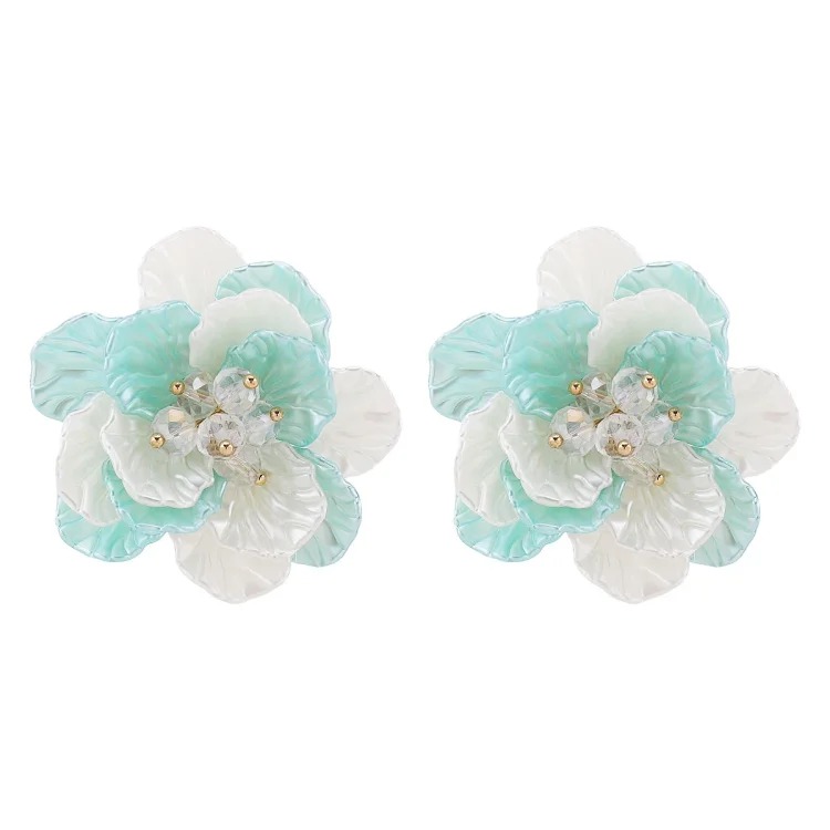 N11582 cross-border European and American fashion flower pearl necklace earrings temperament fresh literary rhinestone beaded clavicle chain