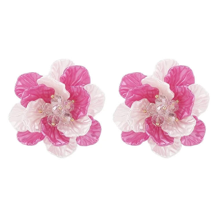 N11582 cross-border European and American fashion flower pearl necklace earrings temperament fresh literary rhinestone beaded clavicle chain