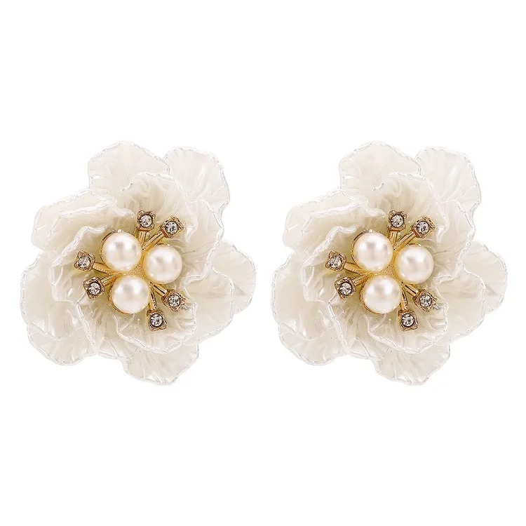 N11582 cross-border European and American fashion flower pearl necklace earrings temperament fresh literary rhinestone beaded clavicle chain