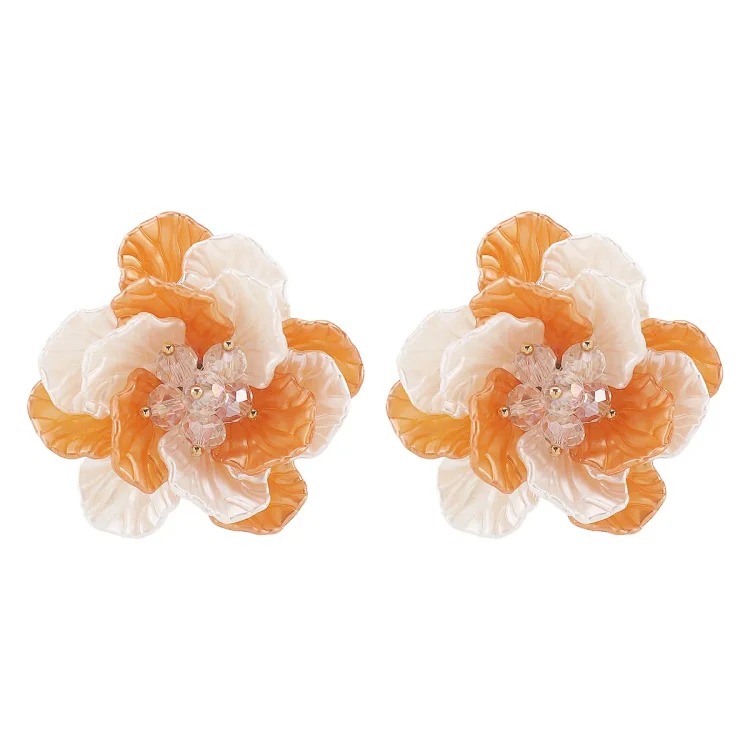N11582 cross-border European and American fashion flower pearl necklace earrings temperament fresh literary rhinestone beaded clavicle chain