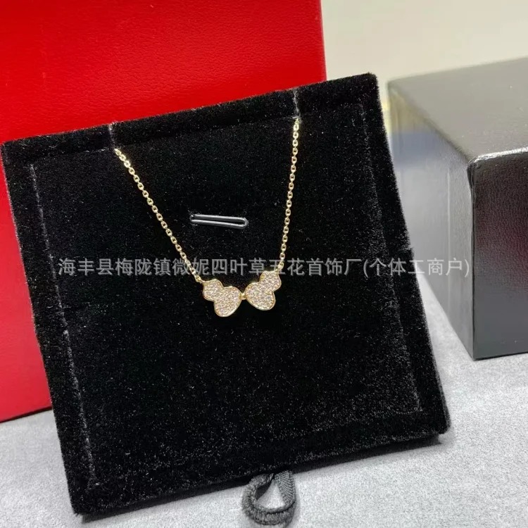 Gucci V gold high gourd necklace thick plated 18K rose gold natural carnelian white mother-of-pearl pendant diamond double gourd