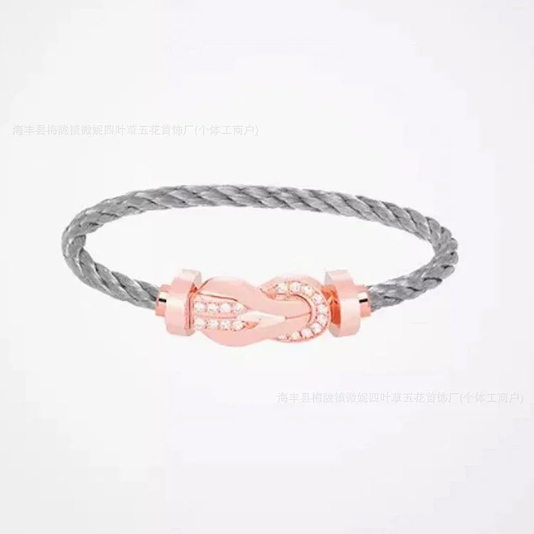 Frederic Horseshoe Buckle Diamond Bracelet Plated 18K Light Luxury Couple Style Bracelet Large Men and Women's Zodiac Year Red Rope