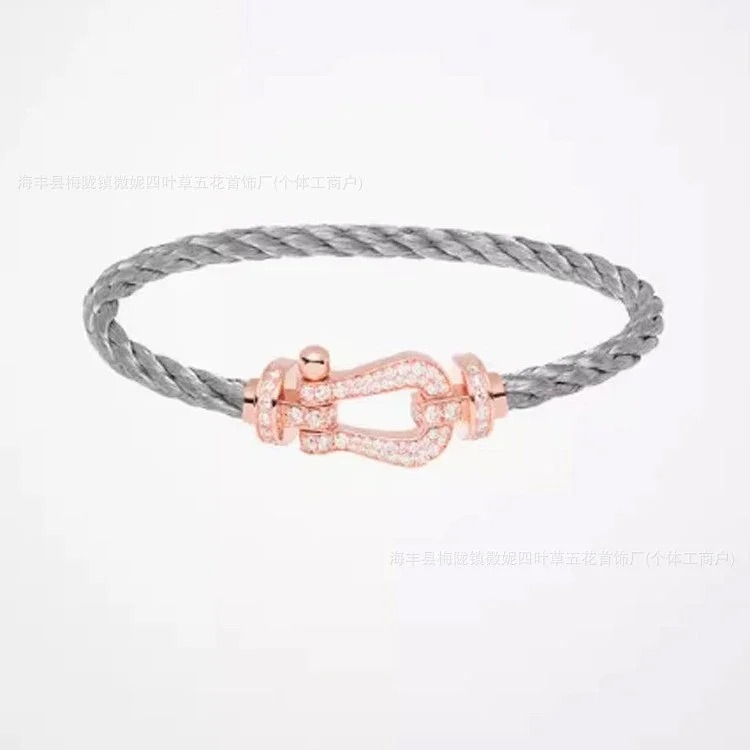 Frederic Horseshoe Buckle Diamond Bracelet Plated 18K Light Luxury Couple Style Bracelet Large Men and Women's Zodiac Year Red Rope