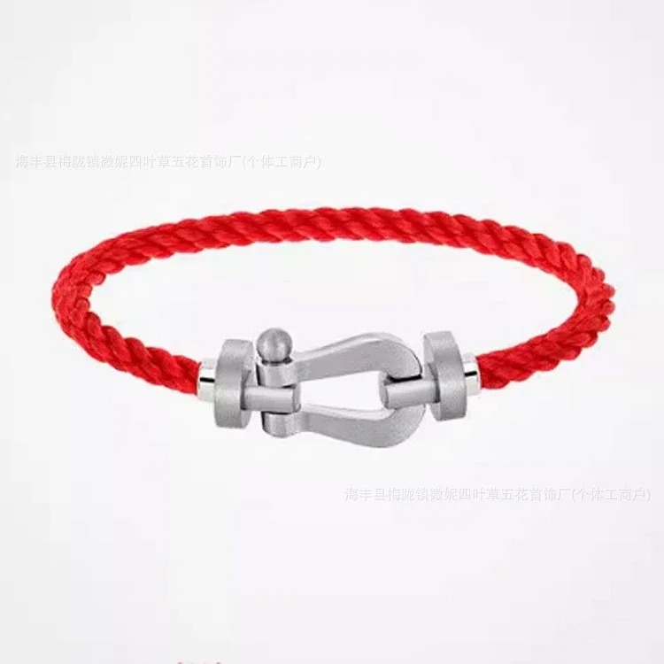 Frederic Horseshoe Buckle Diamond Bracelet Plated 18K Light Luxury Couple Style Bracelet Large Men and Women's Zodiac Year Red Rope