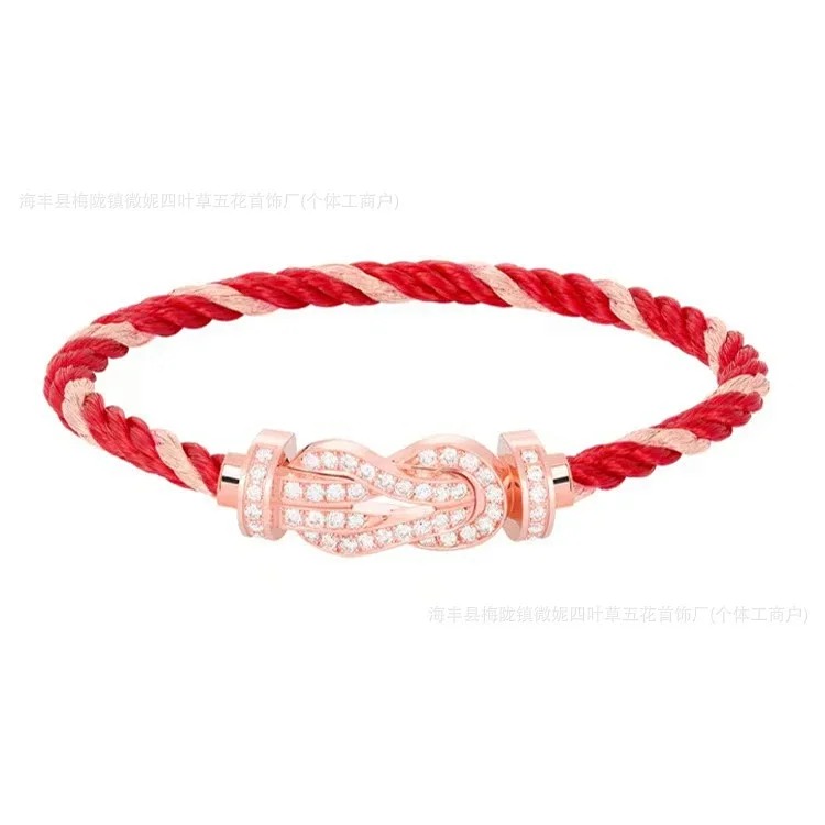 Frederic Horseshoe Buckle Diamond Bracelet Plated 18K Light Luxury Couple Style Bracelet Large Men and Women's Zodiac Year Red Rope
