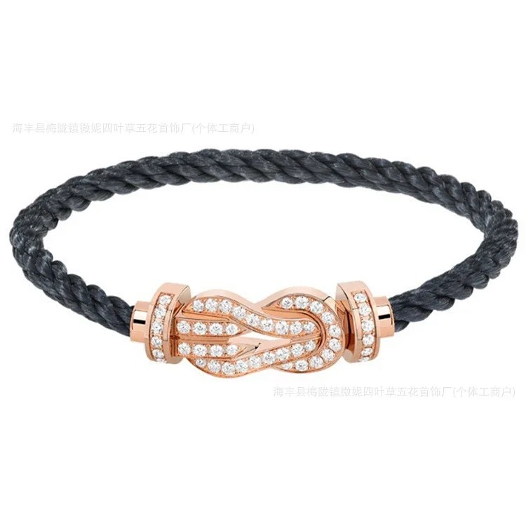 Frederic Horseshoe Buckle Diamond Bracelet Plated 18K Light Luxury Couple Style Bracelet Large Men and Women's Zodiac Year Red Rope