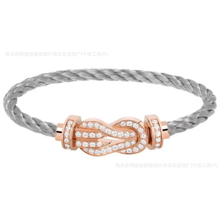Frederic Horseshoe Buckle Diamond Bracelet Plated 18K Light Luxury Couple Style Bracelet Large Men and Women's Zodiac Year Red Rope