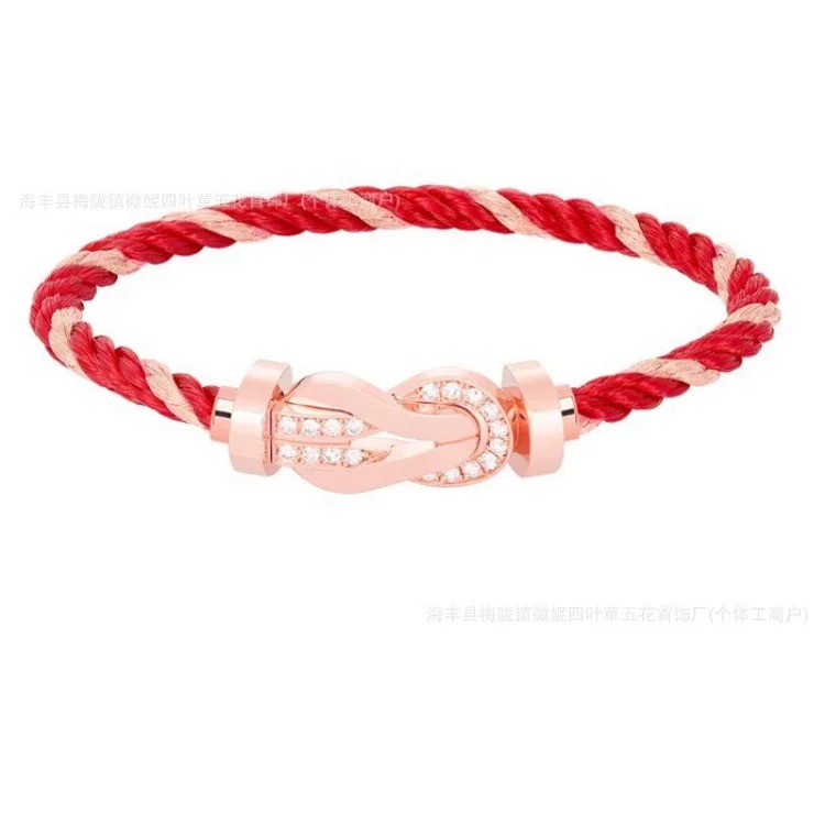 Frederic Horseshoe Buckle Diamond Bracelet Plated 18K Light Luxury Couple Style Bracelet Large Men and Women's Zodiac Year Red Rope