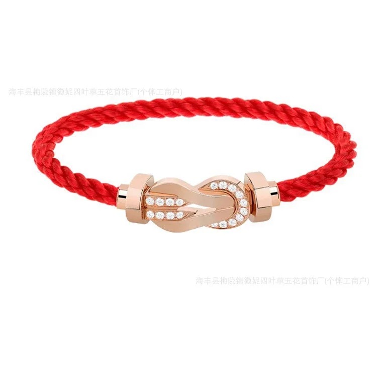 Frederic Horseshoe Buckle Diamond Bracelet Plated 18K Light Luxury Couple Style Bracelet Large Men and Women's Zodiac Year Red Rope