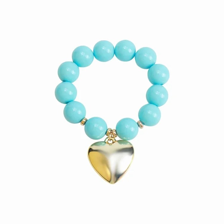 B3767 cross-border dopamine color beaded love bracelet foreign trade fashion pearl heart-shaped pendant necklace jewelry