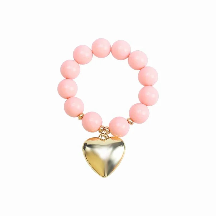 B3767 cross-border dopamine color beaded love bracelet foreign trade fashion pearl heart-shaped pendant necklace jewelry