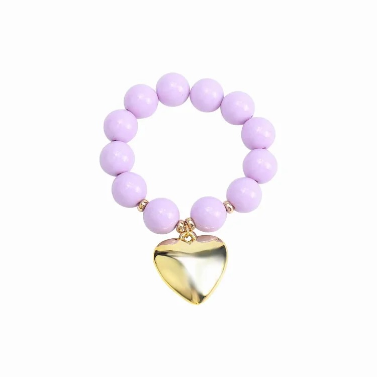 B3767 cross-border dopamine color beaded love bracelet foreign trade fashion pearl heart-shaped pendant necklace jewelry