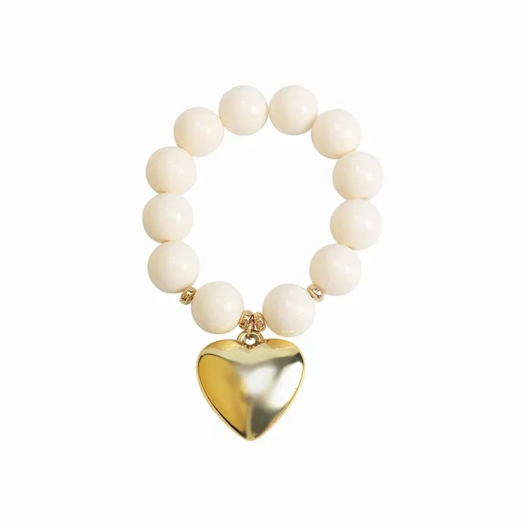 B3767 cross-border dopamine color beaded love bracelet foreign trade fashion pearl heart-shaped pendant necklace jewelry