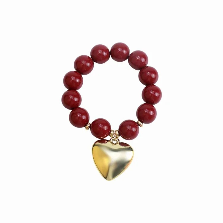 B3767 cross-border dopamine color beaded love bracelet foreign trade fashion pearl heart-shaped pendant necklace jewelry