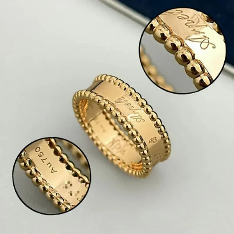 Classic four-leaf clover kaleidoscope ring, lucky clover signature series, women's 18k gold-plated bead ring, stackable and versatile