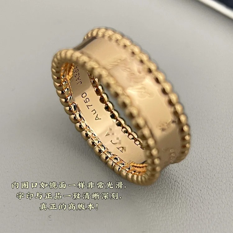 Classic four-leaf clover kaleidoscope ring, lucky clover signature series, women's 18k gold-plated bead ring, stackable and versatile