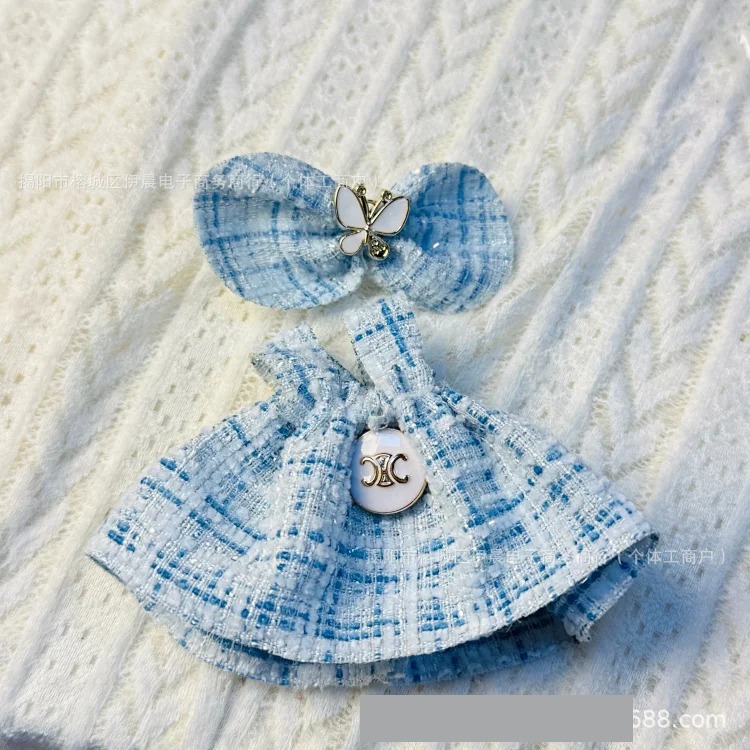 17 cm labubu first, second and third generation labubu sitting style vinyl clothes small fragrant style dress baby clothes