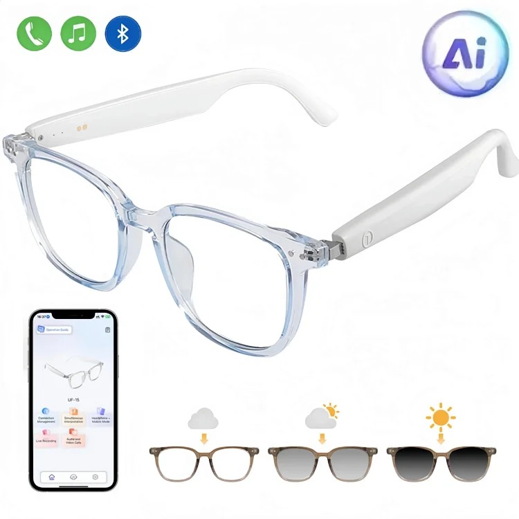 New high-quality ai translation smart glasses music call noise reduction meeting records ultra-long battery life bluetooth glasses