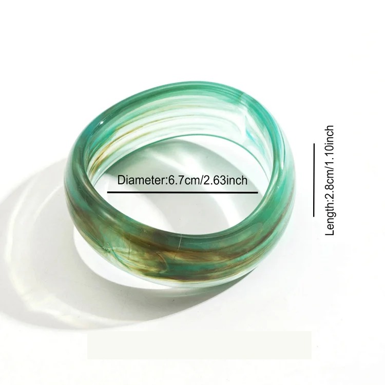 Cross-border personality geometric irregular acrylic alloy wide bracelet retro exaggerated Maillard multi-color versatile bracelet image 11