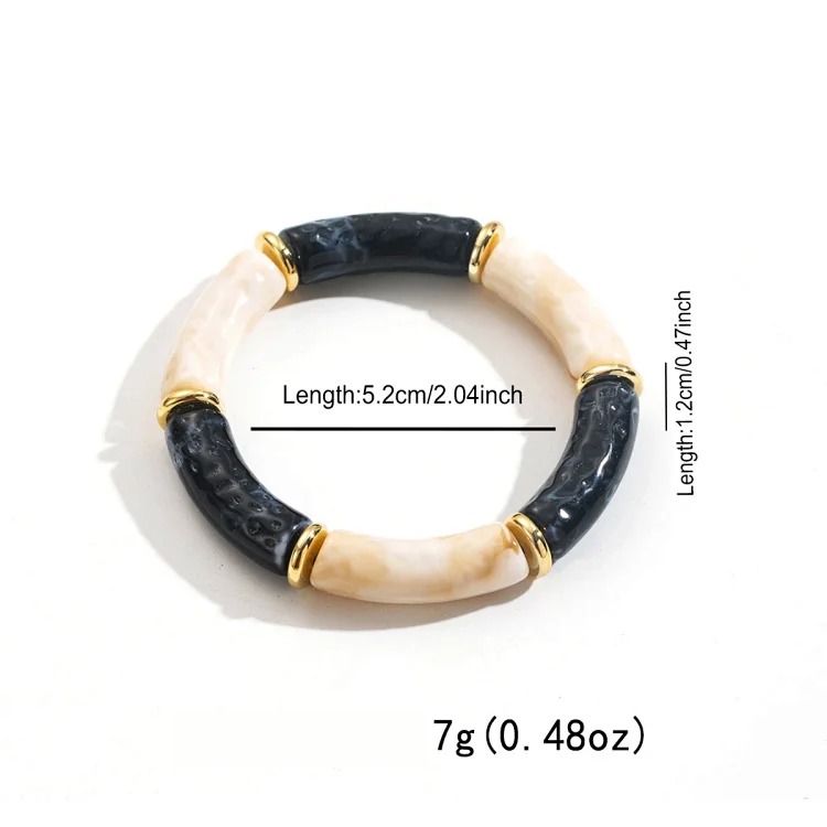 Cross-border personality geometric irregular acrylic alloy wide bracelet retro exaggerated Maillard multi-color versatile bracelet image 12