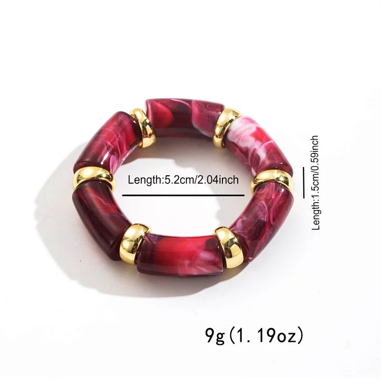 Cross-border personality geometric irregular acrylic alloy wide bracelet retro exaggerated Maillard multi-color versatile bracelet image 17