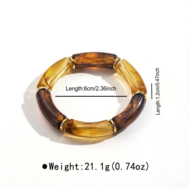Cross-border personality geometric irregular acrylic alloy wide bracelet retro exaggerated Maillard multi-color versatile bracelet image 18