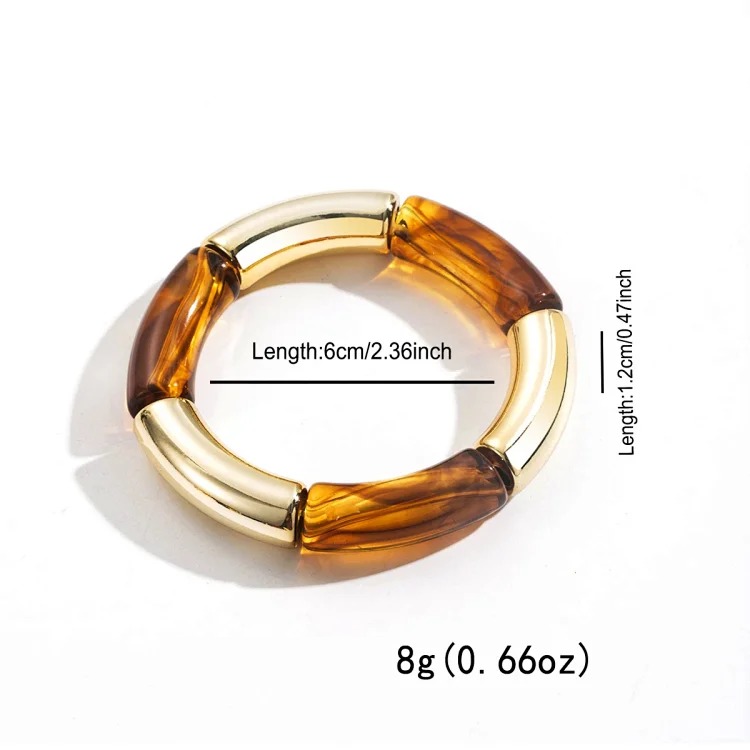 Cross-border personality geometric irregular acrylic alloy wide bracelet retro exaggerated Maillard multi-color versatile bracelet image 19