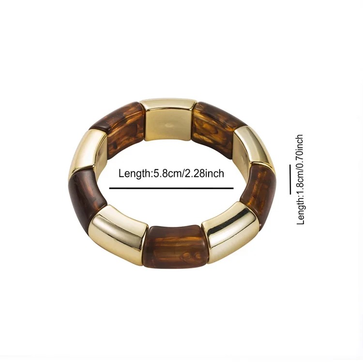 Cross-border personality geometric irregular acrylic alloy wide bracelet retro exaggerated Maillard multi-color versatile bracelet image 26