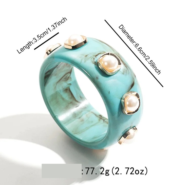 Cross-border personality geometric irregular acrylic alloy wide bracelet retro exaggerated Maillard multi-color versatile bracelet image 38
