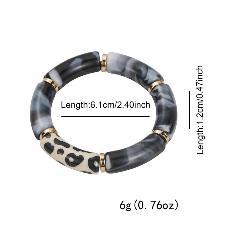 Cross-border personality geometric irregular acrylic alloy wide bracelet retro exaggerated Maillard multi-color versatile bracelet image 40
