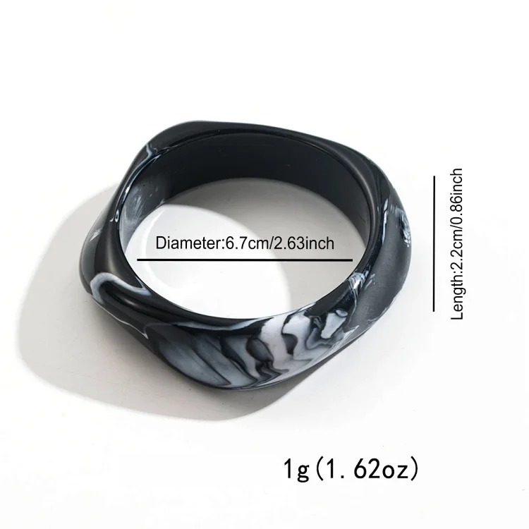 Cross-border personality geometric irregular acrylic alloy wide bracelet retro exaggerated Maillard multi-color versatile bracelet image 6