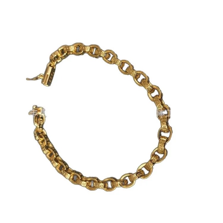 Crow bracelet S925 standard plated sterling silver thick and thin letter chain cross flower men and women European and American retro couple jewelry