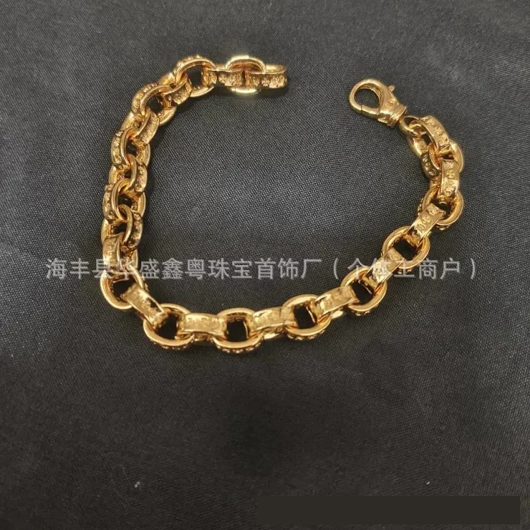 Crow bracelet S925 standard plated sterling silver thick and thin letter chain cross flower men and women European and American retro couple jewelry