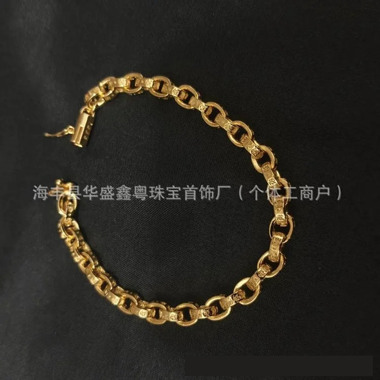 Crow bracelet S925 standard plated sterling silver thick and thin letter chain cross flower men and women European and American retro couple jewelry