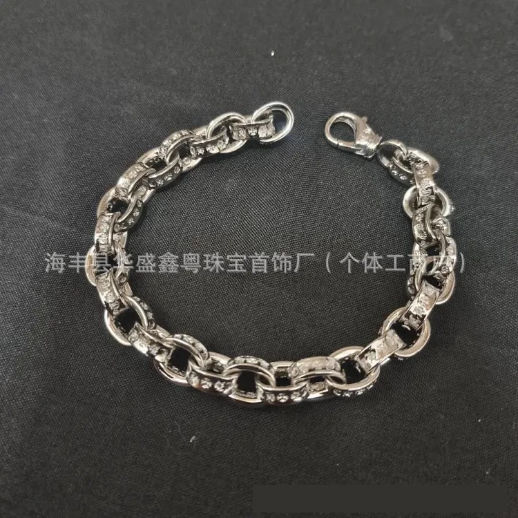 Crow bracelet S925 standard plated sterling silver thick and thin letter chain cross flower men and women European and American retro couple jewelry