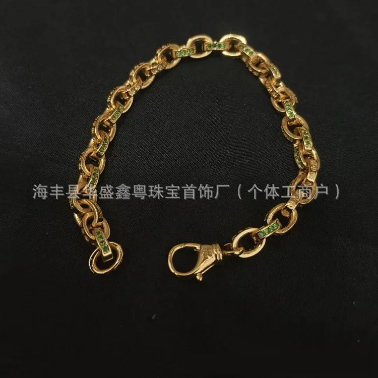 Crow bracelet S925 standard plated sterling silver thick and thin letter chain cross flower men and women European and American retro couple jewelry