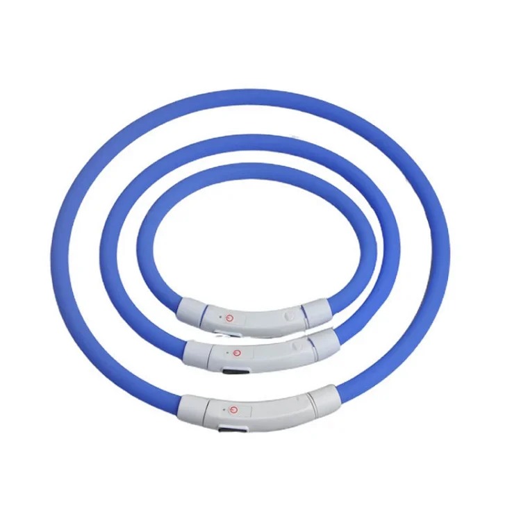 Snap-on LED light-emitting silicone lamp beads dog collar usb charging pet flashing collar manufacturer hot selling wholesale