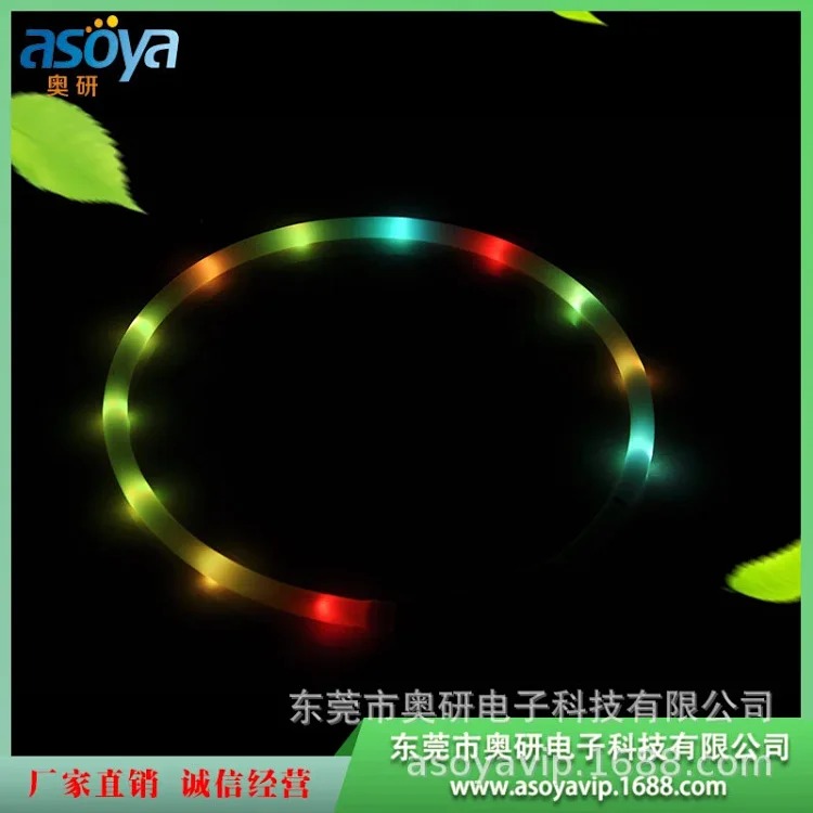 Snap-on LED light-emitting silicone lamp beads dog collar usb charging pet flashing collar manufacturer hot selling wholesale