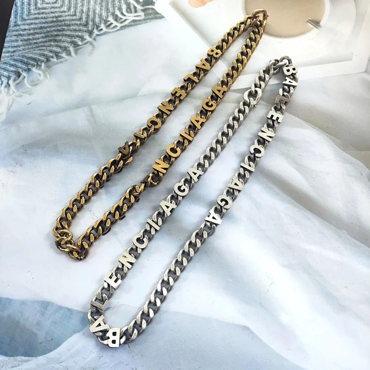 Internet celebrity Paris style heavy industry old Cuban chain street style versatile retro necklace boyfriend style weighty necklace