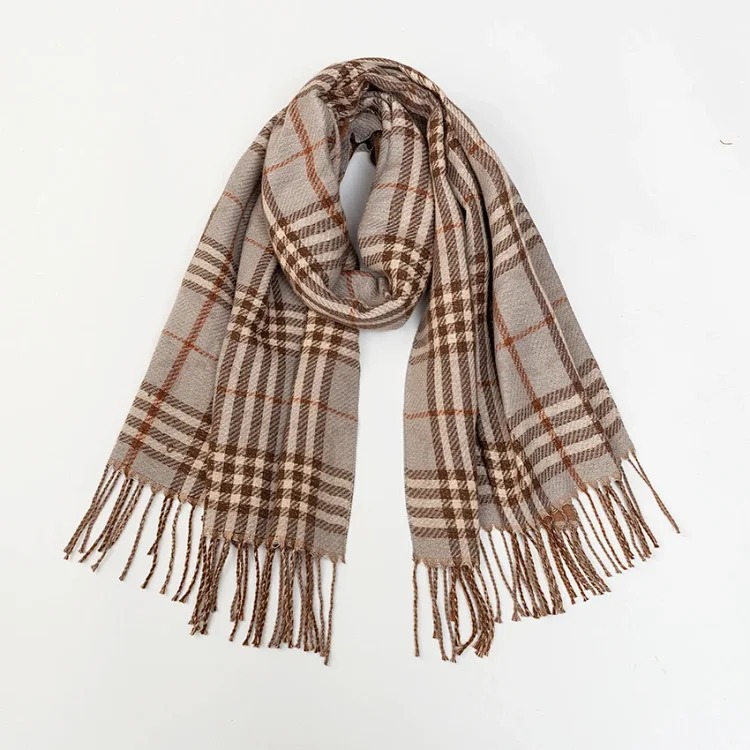 New jacquard plaid double-sided warm faux cashmere for autumn and winter