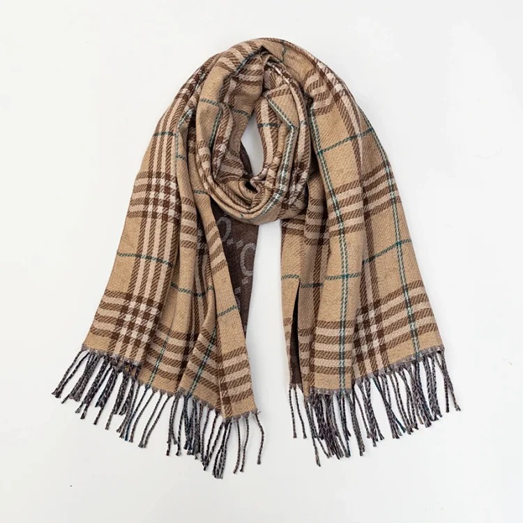 New jacquard plaid double-sided warm faux cashmere for autumn and winter