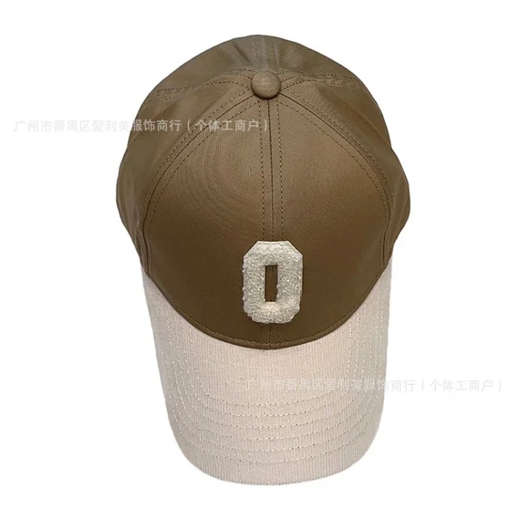 New hard top three-dimensional Korean style embroidered letters simple and fashionable baseball hat for men and women large head deep top peaked cap